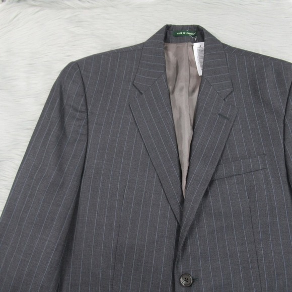 Lauren Ralph Lauren Gray Wool Pinstriped Suit Jacket Blazer Mens Size 40R - Picture 4 of 10